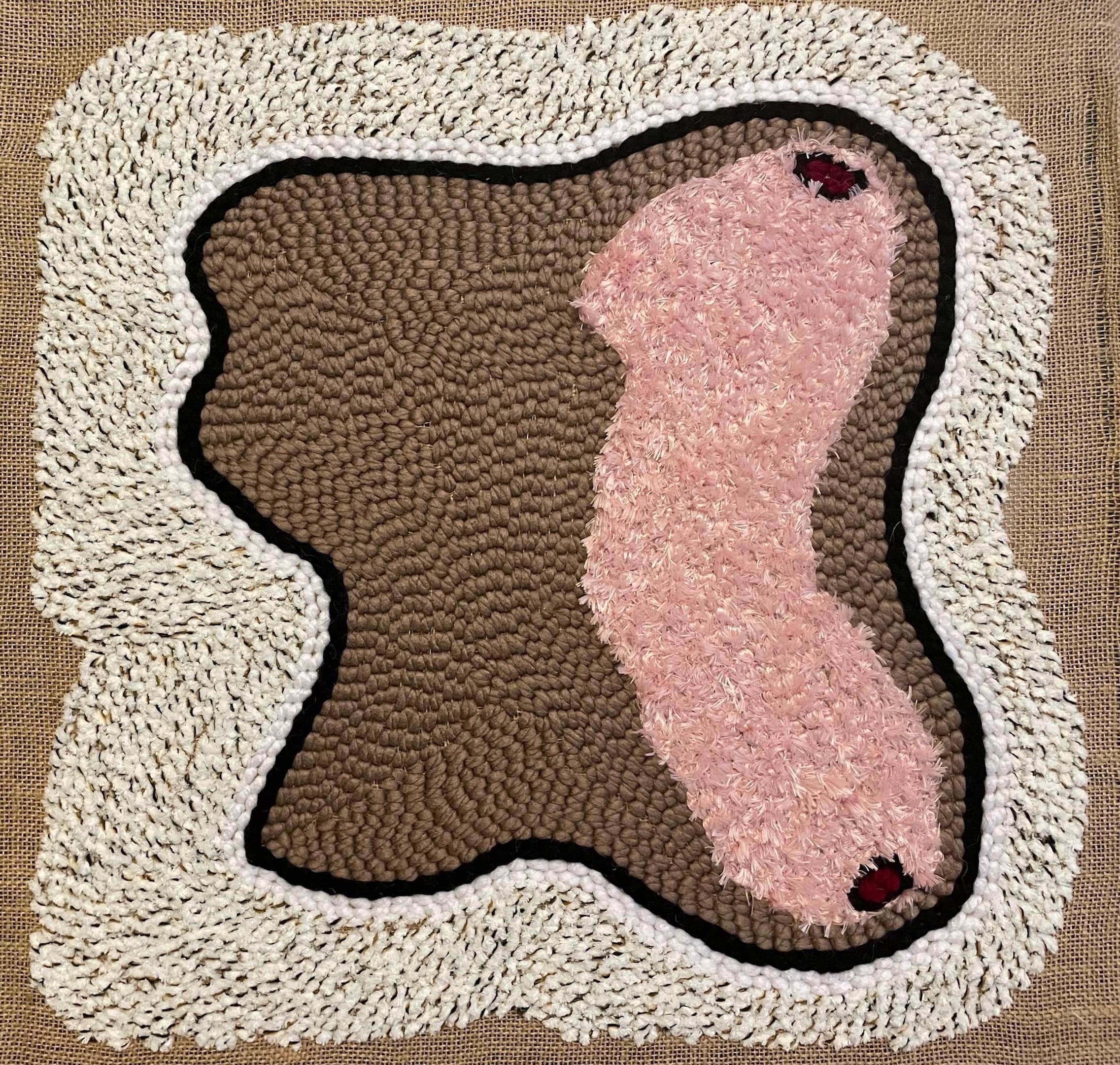 Fleur Brett_Body Parts (Chest)_rug hooked wall work_60cm_60cm_2024