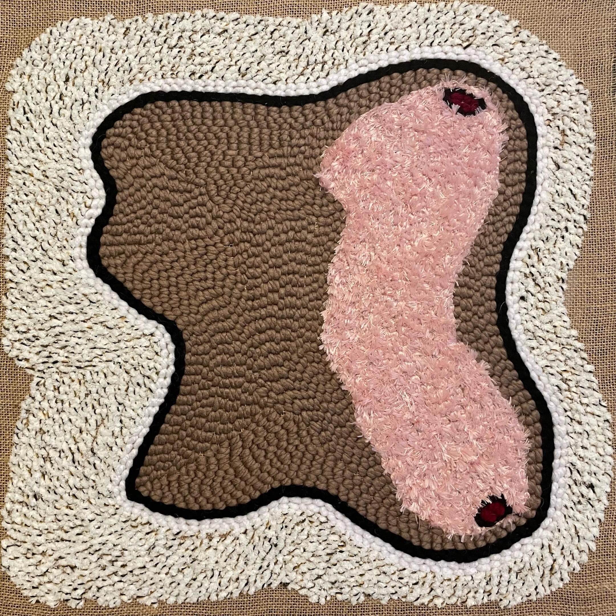 Fleur Brett_Body Parts (Chest)_rug hooked wall work_60cm_60cm_2024