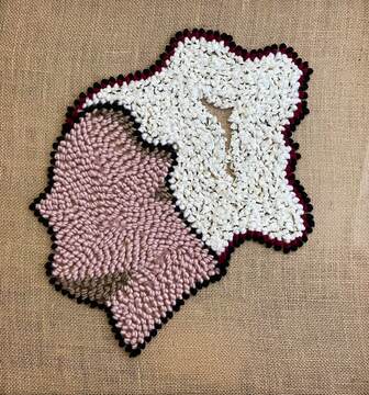 Fleur Brett_Body Parts (Pink head)_rug hooked wall work_60cm x 60cm_2024
